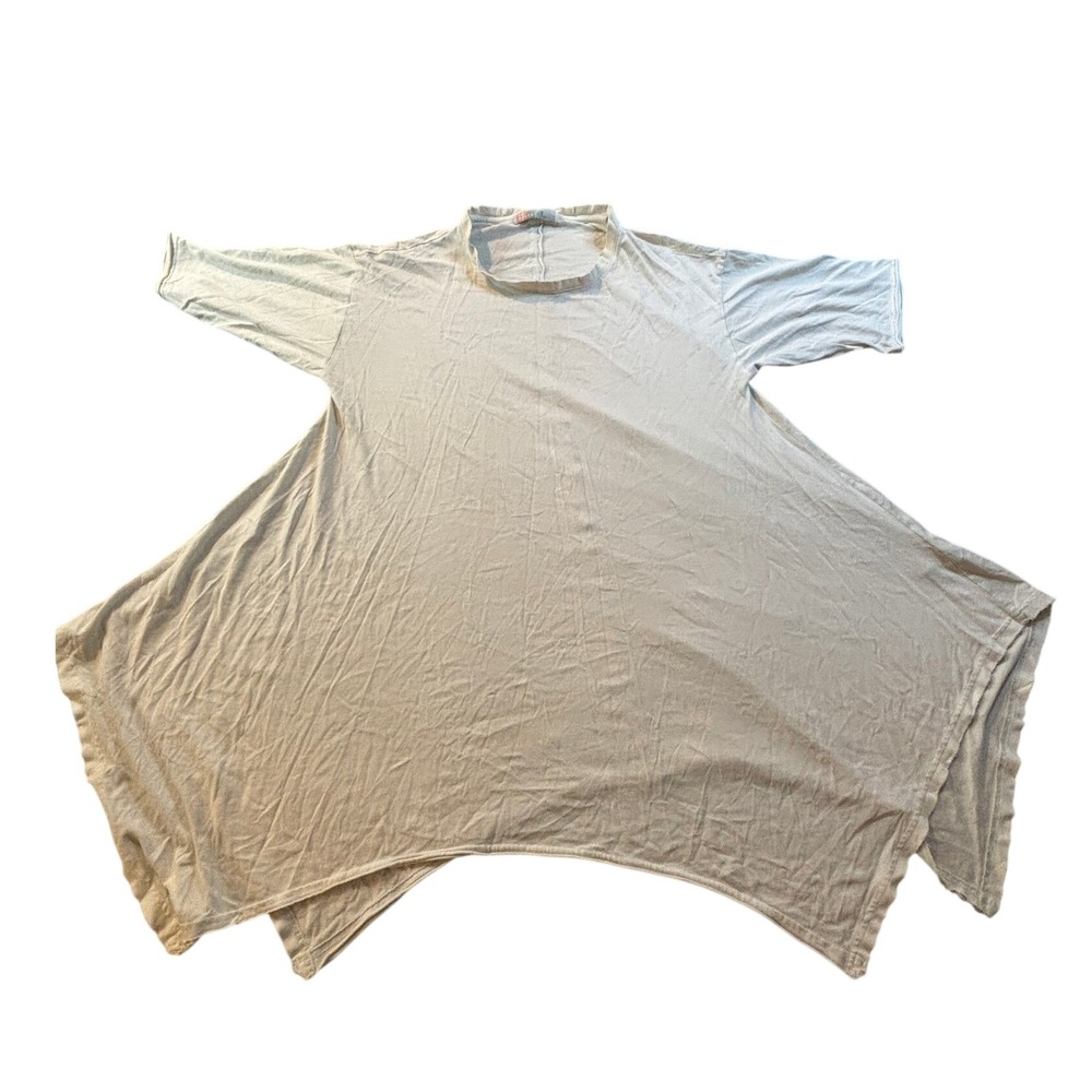Free People Beach Womens M Pima Cotton Sharkbite Hem T-Shirt Dress White Boho